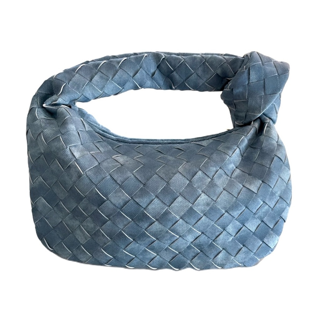 Knot handbag in vegan denim leather. NWT